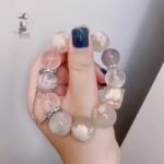 高級感天然櫻花瑪瑙+粉晶+煙灰紫+925純銀配飾原創設計款水晶手鏈手串：圖片 2