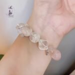 高級感天然櫻花瑪瑙+馬粉晶+藍針+雪花幽靈+925純銀配飾 原創設計款水晶手鏈手串：圖片 3