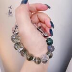 高級感黑髮晶+綠幽靈+閃靈鑽石 原創設計款水晶手鏈手串：圖片 3
