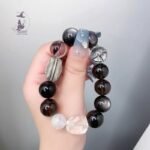 高級感閃靈➕銀曜石➕黑髮晶➕藍月光以及手工銀純銀配飾 原創設計款水晶手鏈手串：圖片 3
