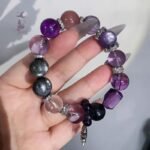 高品質孤品｜清冷感巴西紫水晶 星輝骨幹 粉兔毛 玻利維亞紫水晶 烏拉圭紫水晶 白水晶 DIY設計款手串 12mm：圖片 3