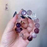 高級感紫裏雲母+超七+紫玉晶+925純銀配飾原創設計款水晶三圈手鏈手串：圖片 4