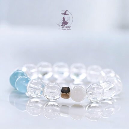 天然阿塞斯白水晶手鏈海藍寶兔毛手串覺醒之石 高端禮品