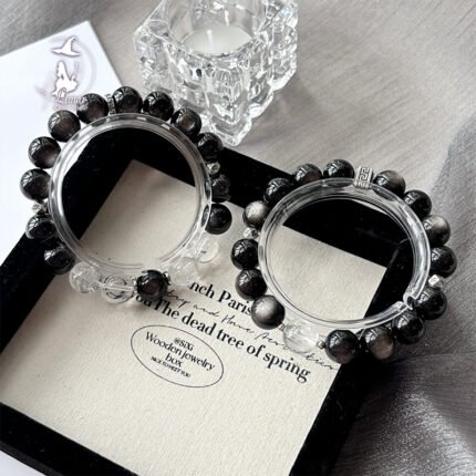 雙生契約銀曜石白阿塞情侶水晶手串手鍊情侶紀念日禮物